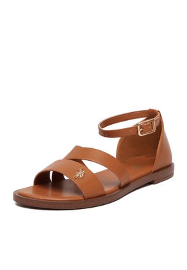 U.S. Polo Assn. Sandały EO-CASSIE003W/6Y1 Brązowy. Kolor: brązowy. Materiał: skóra
