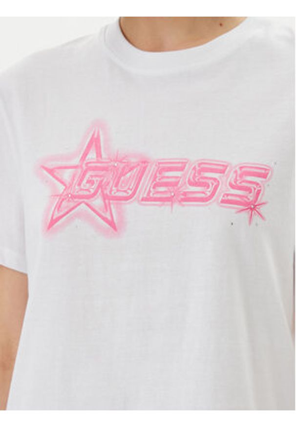 Guess T-Shirt V5GI12 K9RM1 Biały Boxy Fit. Kolor: biały. Materiał: bawełna