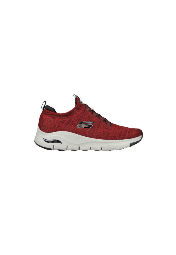 skechers - Buty do chodzenia męskie Skechers Arch Fit Waveport. Kolor: czerwony. Materiał: materiał, syntetyk. Szerokość cholewki: normalna. Sport: turystyka piesza