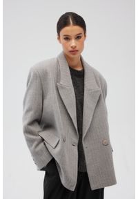 Marsala - Wełniana marynarka w PASKI w kolorze GREY- BEXLEY-S/M. Materiał: wełna. Wzór: paski. Styl: klasyczny, elegancki