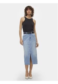 Vero Moda Spódnica jeansowa Veri 10295731 Niebieski Regular Fit. Kolor: niebieski. Materiał: bawełna