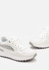 Born2be - Białe Sneakersy z Siateczkowym Noskiem i Cekinami Nalieva. Kolor: biały #5