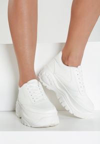 Renee - Białe Sneakersy Fair Crush. Wysokość cholewki: przed kostkę. Zapięcie: sznurówki. Kolor: biały. Szerokość cholewki: normalna. Wzór: aplikacja