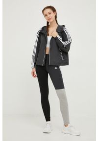 adidas Performance kurtka damska kolor czarny przejściowa oversize. Kolor: czarny. Materiał: materiał #5