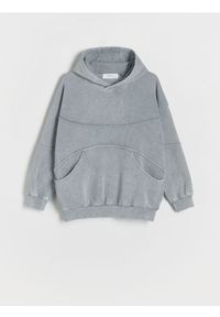 Reserved - Bluza oversize z kapturem - jasny zielony. Typ kołnierza: kaptur. Kolor: zielony. Materiał: bawełna, dzianina #1