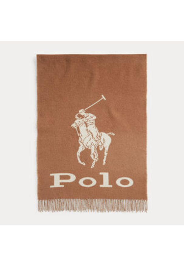 Szal Polo Ralph Lauren - 455898832002 Camel. Kolor: beżowy. Materiał: materiał, wełna, nylon