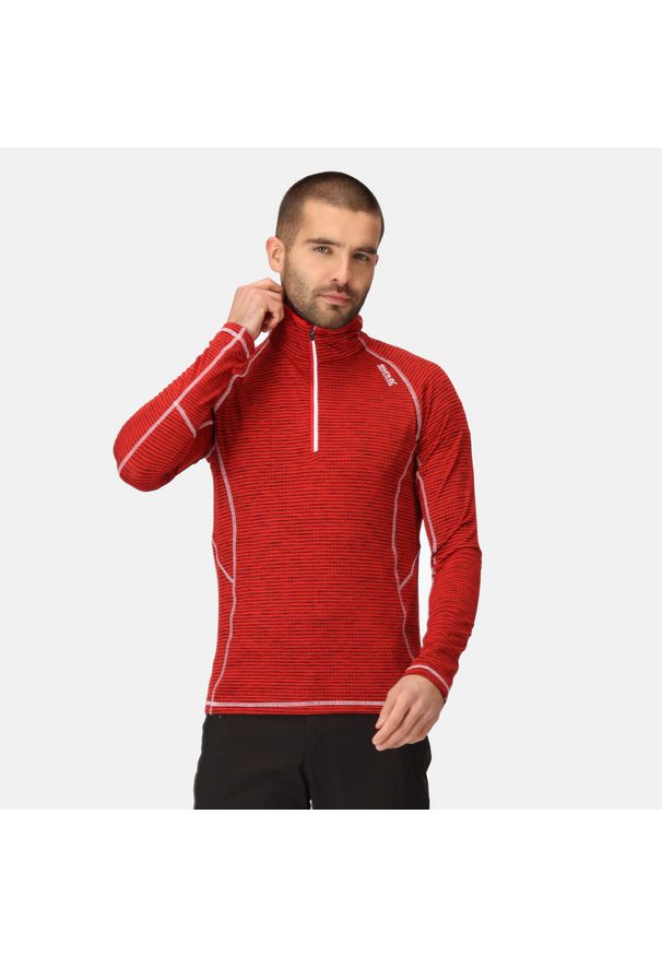 Regatta - Męska bluza turystyczna szybkoschnąca z suwakiem Yonder. Kolor: czerwony. Materiał: poliester, elastan. Sport: turystyka piesza