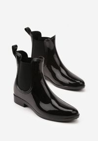 Renee - Czarne Kalosze Lakierowane w Stylu Sztybletów Eliadore. Okazja: na co dzień. Kolor: czarny. Materiał: lakier. Styl: klasyczny, casual, elegancki #4