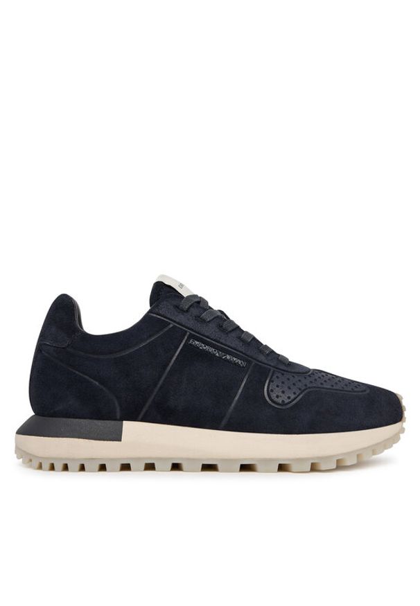 Emporio Armani Sneakersy EM003740 AF19728 ZB005 Granatowy. Kolor: niebieski. Materiał: zamsz, skóra