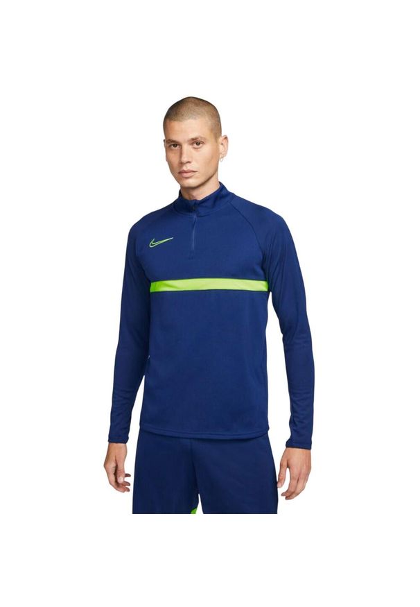 Nike - Męska Koszulka Academy 21 DriFIT Quarter Zip Drill Top. Kolor: niebieski