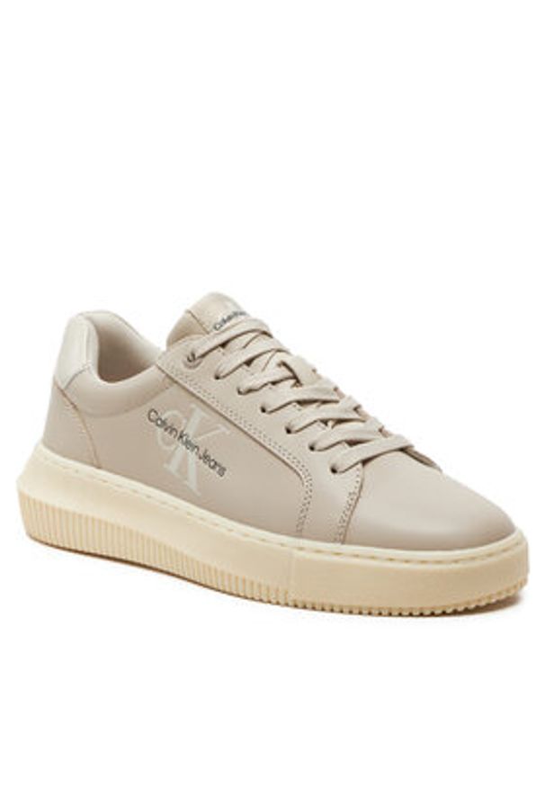 Calvin Klein Jeans Sneakersy Chunky Cupsole Laceup Lth Ml Mtl YW0YW01476 Écru. Materiał: skóra
