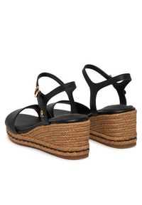 TOMMY HILFIGER - Tommy Hilfiger Espadryle Mid Wedge Espad Leather FW0FW09340 Czarny. Kolor: czarny. Materiał: skóra #5