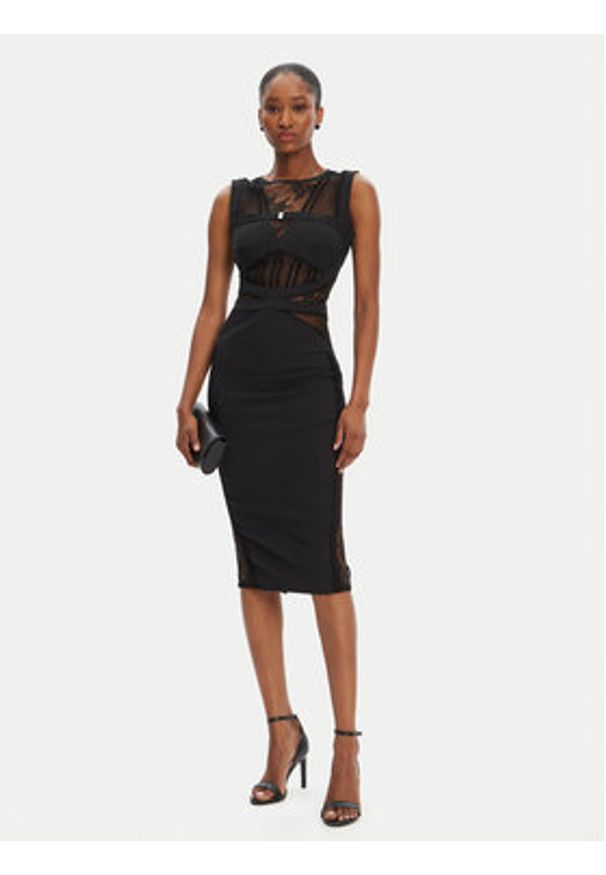 Babylon Sukienka koktajlowa EL0734 Czarny Slim Fit. Kolor: czarny. Materiał: syntetyk. Styl: wizytowy