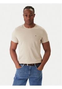 Tommy Jeans T-Shirt DM0DM04411 Beżowy Slim Fit. Kolor: beżowy. Materiał: bawełna #1