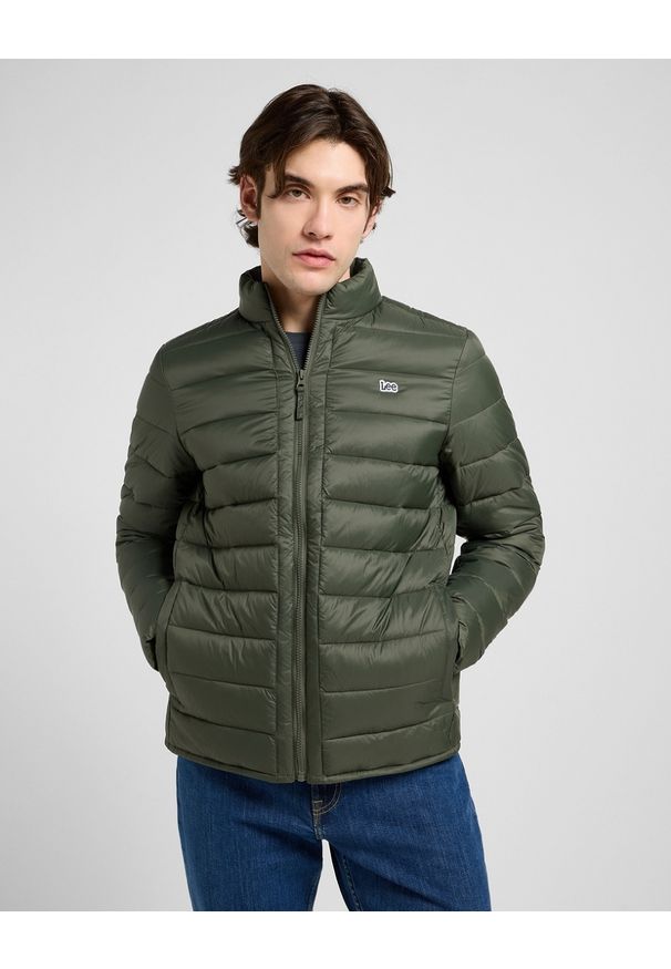 Lee - MESKA KURTKA LEE STAND COLLAR PUFFER OLIVE GRAY 112370432