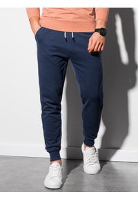 Ombre Clothing - Spodnie męskie dresowe joggery P947 - granatowe - M. Okazja: na co dzień. Kolor: niebieski. Materiał: dresówka. Styl: casual #5