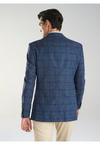 Pako Lorente - PAKO LORENTE – Granatowa marynarka męska w kratkę. Okazja: na co dzień. Kolor: niebieski. Materiał: wełna, bawełna, len. Wzór: kratka. Styl: casual, elegancki, sportowy #3