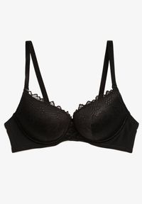 Renee - Czarny Biustonosz Push Up z Ozdobną Koronką i Zawieszką Gialine. Kolor: czarny. Materiał: koronka. Rodzaj stanika: push-up. Wzór: koronka #3