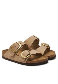 Birkenstock Klapki Arizona Big Buckle Lenb 1024064 Beżowy. Kolor: beżowy. Materiał: skóra, nubuk