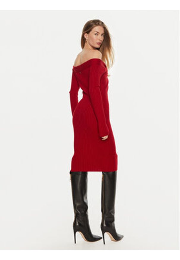 Guess Sukienka koktajlowa Milana W4BK26 Z2V42 Czerwony Slim Fit. Kolor: czerwony. Materiał: syntetyk, wiskoza. Styl: wizytowy
