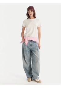 Tommy Jeans T-Shirt Linear DW0DW21964 Écru Regular Fit. Materiał: bawełna