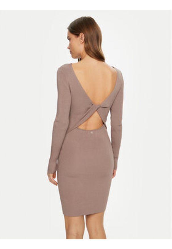 Guess Sukienka dzianinowa W5RK21 Z3L10 Beżowy Regular Fit. Kolor: beżowy. Materiał: wiskoza