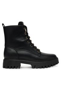 Guess Trapery FLTFNA ELE10 Czarny. Kolor: czarny. Materiał: skóra