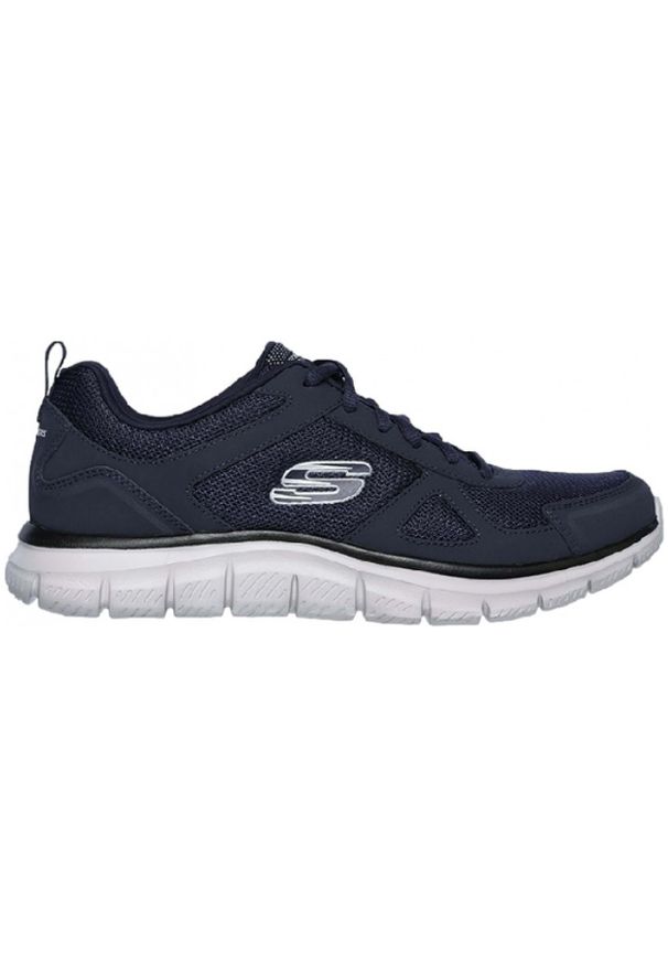 skechers - Buty treningowe męskie SKECHERS Track Scrolic. Okazja: na co dzień. Kolor: niebieski. Materiał: skóra. Sport: fitness