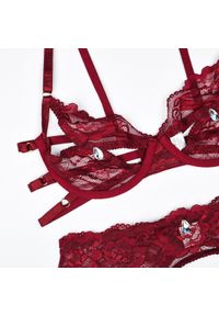 Intica - Koronkowy komplet bielizny na romantyczne wieczory Estrid. Kolor: czerwony. Materiał: koronka. Długość: krótkie. Wzór: koronka #2