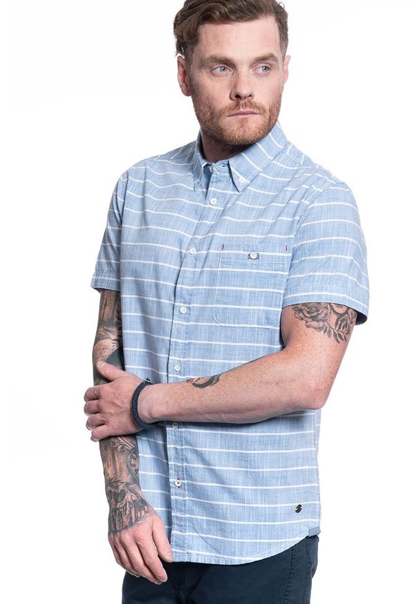 Mustang - MĘSKA KOSZULA MATERIAŁOWA MUSTANG CHRIS STRIPE SHIRT 1009560 11727. Materiał: materiał