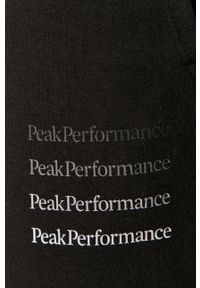 Peak Performance - Spodnie. Kolor: czarny. Materiał: bawełna, poliester, dzianina. Wzór: nadruk #3
