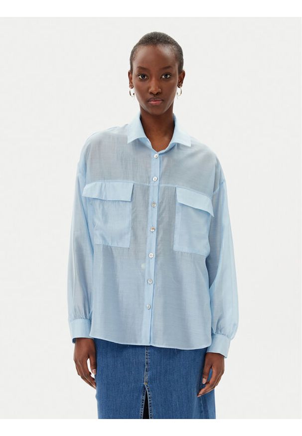 Rinascimento Koszula CFC0123656003 Błękitny Relaxed Fit. Kolor: niebieski. Materiał: syntetyk