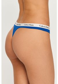 Calvin Klein Underwear - Stringi. Kolor: niebieski. Materiał: bawełna, dzianina, elastan. Wzór: nadruk #2