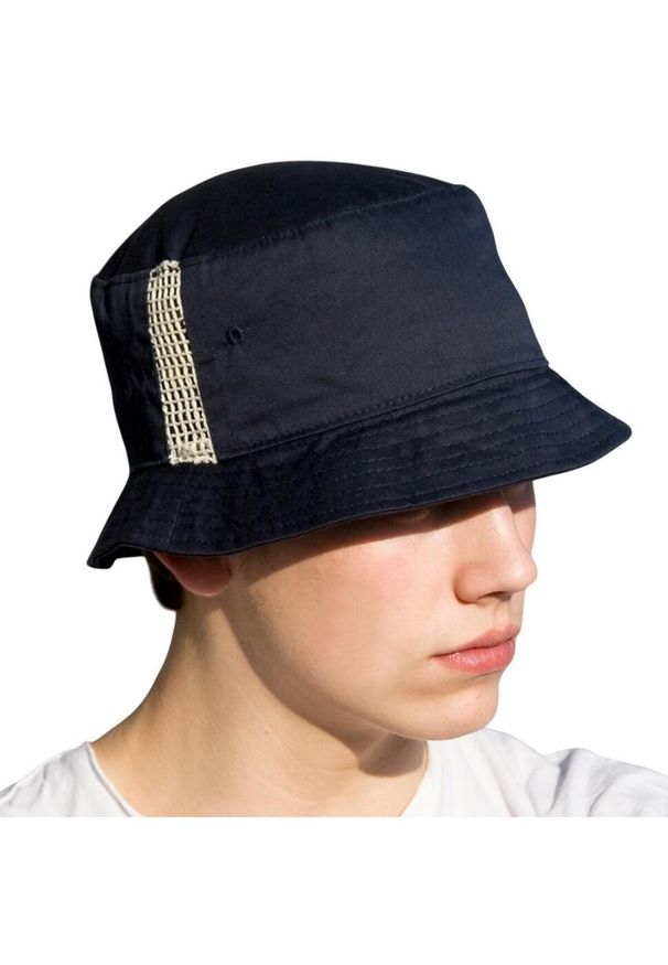 RESULT HEADWEAR - Deluxe Washed Cotton Mesh Panel Bucket Hat. Kolor: niebieski. Materiał: mesh