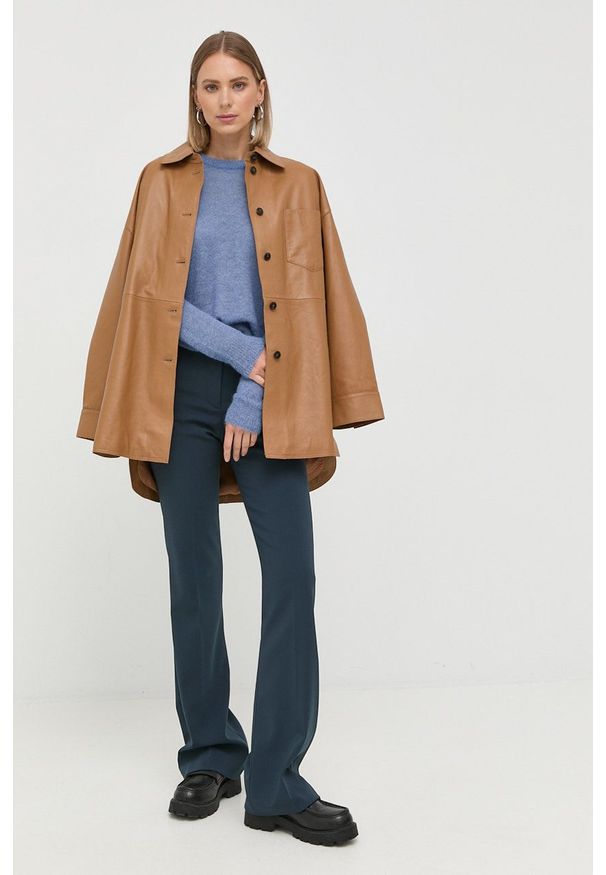 Max Mara Leisure sweter wełniany damski lekki. Kolor: niebieski. Materiał: wełna. Długość rękawa: długi rękaw. Długość: długie