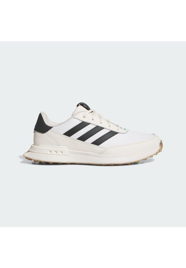 Adidas - Buty S2G Spikeless Leather 24 Golf. Kolor: szary, biały, wielokolorowy. Materiał: skóra. Szerokość cholewki: normalna. Sport: golf