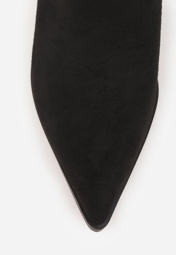 Renee - Czarne Botki na Szpilce w Klasycznym Stylu z Elastyczną Wstawką Vittania. Kolor: czarny. Materiał: wełna, jeans. Obcas: na szpilce. Styl: klasyczny