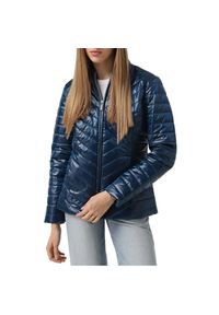 skechers - Kurtka sportowa damska GO Shield Shine Jacket. Kolor: niebieski. Materiał: poliester. Sport: turystyka piesza