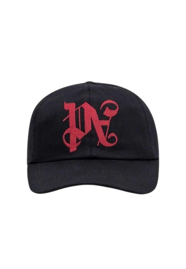 PALM ANGELS Czarna czapka z daszkiem Pa Monogram Emb Cap. Kolor: czarny