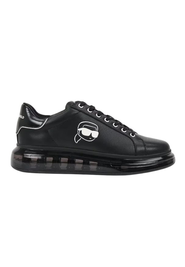 Karl Lagerfeld - KARL LAGERFELD Czarne męskie sneakersy skórzane Kapri Kushion NFT, Rozmiar 42. Okazja: na co dzień. Kolor: czarny. Materiał: skóra