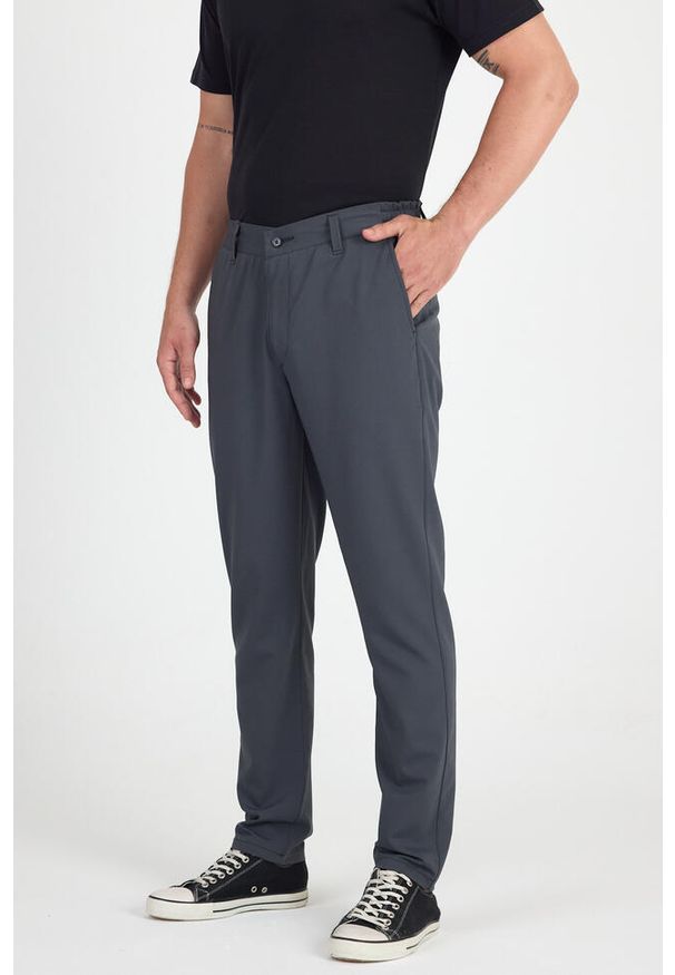 WOOLONA - Spodnie Chino Męskie Merino - Smart & Flex. Kolor: szary. Sport: turystyka piesza