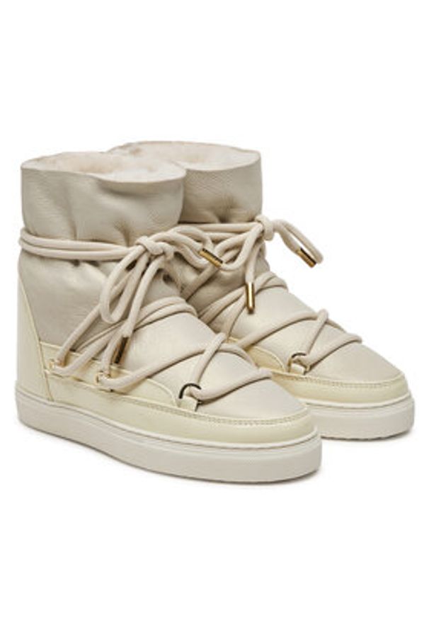 Inuikii Śniegowce Gloss Wedge 75203-007 Écru. Kolor: kremowy. Materiał: skóra