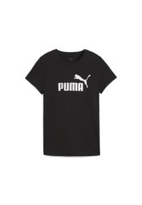 Puma - Damska koszulka z logo NO. 1 ESS METALLIC PUMA Black Metallic Silver. Kolor: czarny. Wzór: nadruk