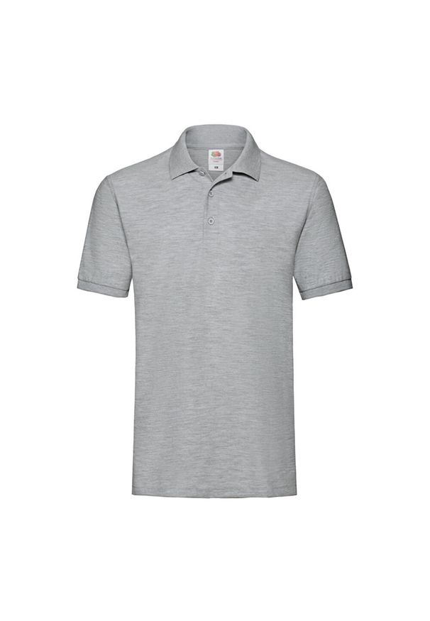 FRUIT OF THE LOOM - Męska Koszulka Polo Z Bawełny Premium. Typ kołnierza: polo. Kolor: szary. Materiał: bawełna