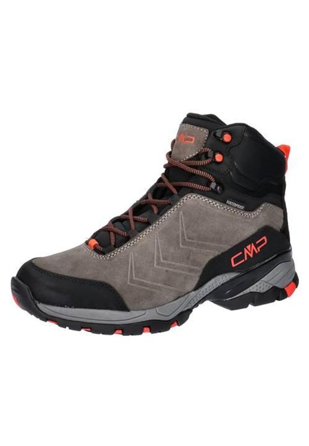 Buty trekkingowe męskie CMP Melnick Mid Wp Waterproof. Wysokość cholewki: za kostkę. Zapięcie: sznurówki. Kolor: różowy, wielokolorowy, beżowy, czarny. Materiał: materiał, skóra. Szerokość cholewki: normalna