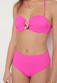 Born2be - Fuksjowe Bikini Biustonosz z Geometrycznym Wzorem Majtki Typu Figi Ulosalia. Kolor: różowy. Wzór: geometria #2