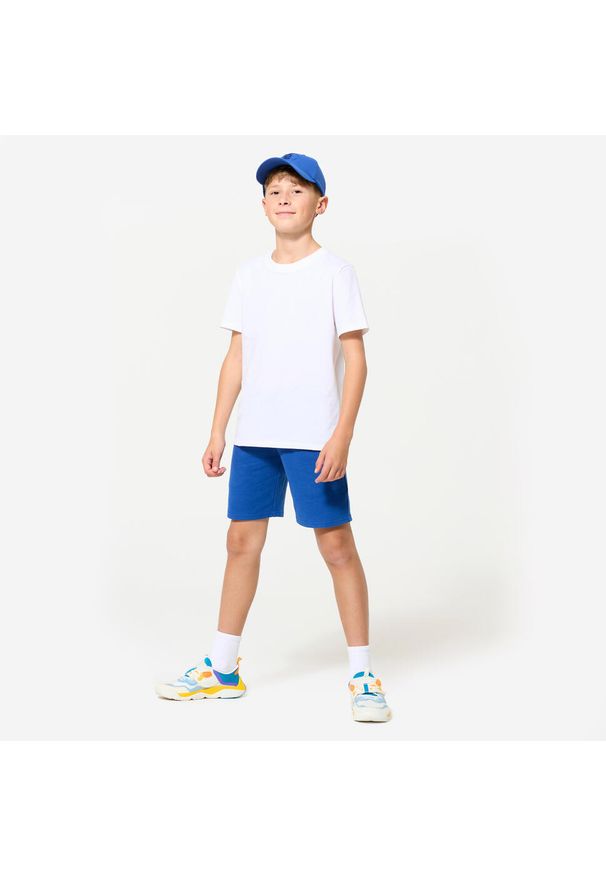 DOMYOS - Spodenki sportowe dla dzieci Decathlon. Okazja: na co dzień. Kolor: niebieski. Materiał: bawełna, materiał, poliester, elastan. Styl: sportowy
