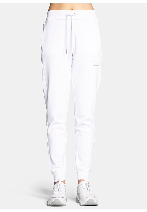 Spodnie dresowe damskie białe Armani Exchange 8NYPFX YJ68Z 1000. Kolor: biały. Materiał: dresówka
