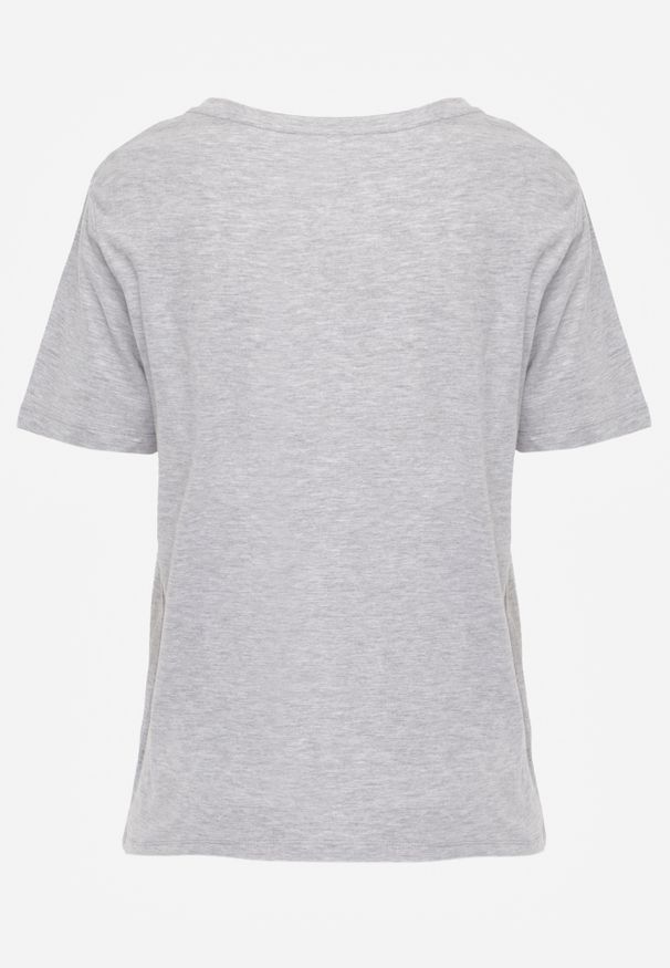Renee - Jasnoszary T-shirt Errona. Kolor: szary. Materiał: jeans, dzianina. Długość rękawa: krótki rękaw. Długość: krótkie