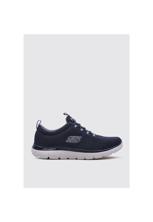 skechers - Buty do chodzenia męskie Skechers Summits Louvin. Zapięcie: sznurówki. Kolor: niebieski. Materiał: guma. Szerokość cholewki: normalna. Sport: turystyka piesza
